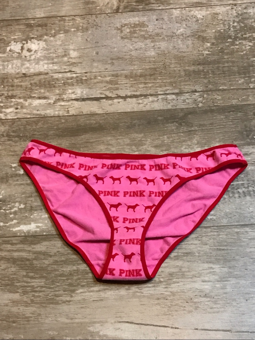 PINK Victoria's Secret Pink Bikini Briefs with Red Trim size medium